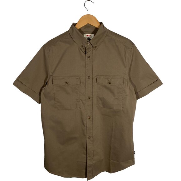 Fjallraven G-1000 Ovik Air Stretch Short Sleeve Shirt brown men's size Medium - Picture 1 of 7